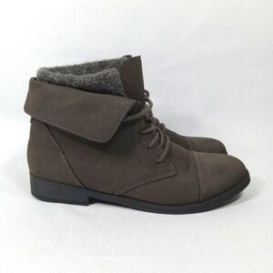 MADDEN GIRL Ruxben Gray Cuff Lace Up Ankle Boots Womens Size 9.5